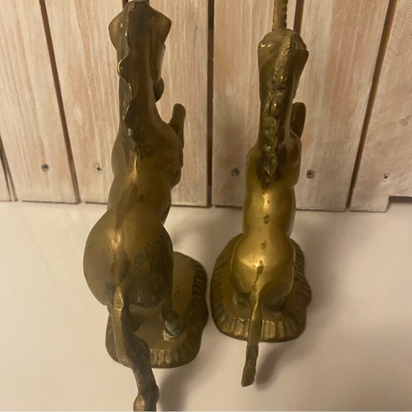 Two Vintage Brass Unicorn Freestanding Figurines Paperweights - Picture 2 of 5